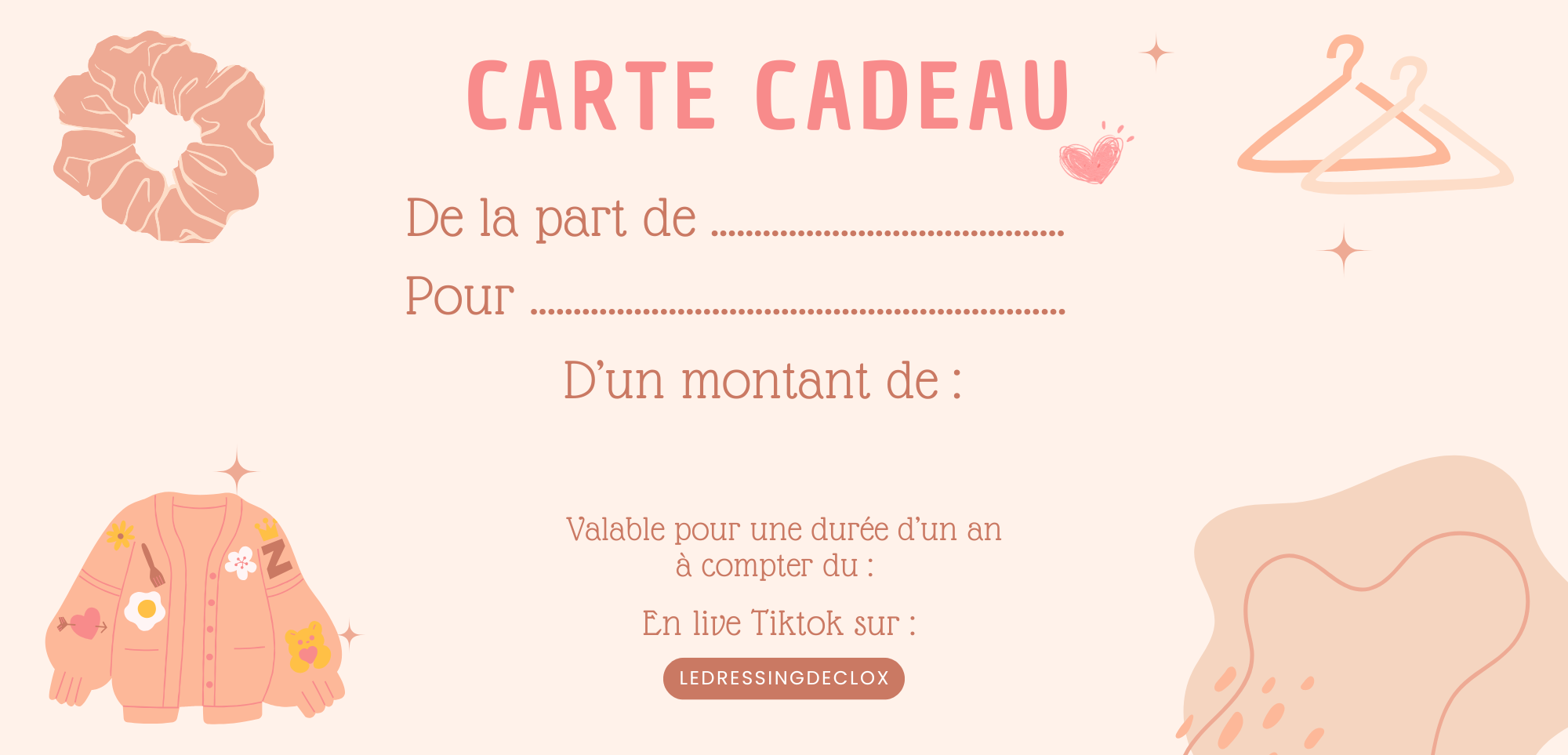 Carte cadeau le dressing de clox